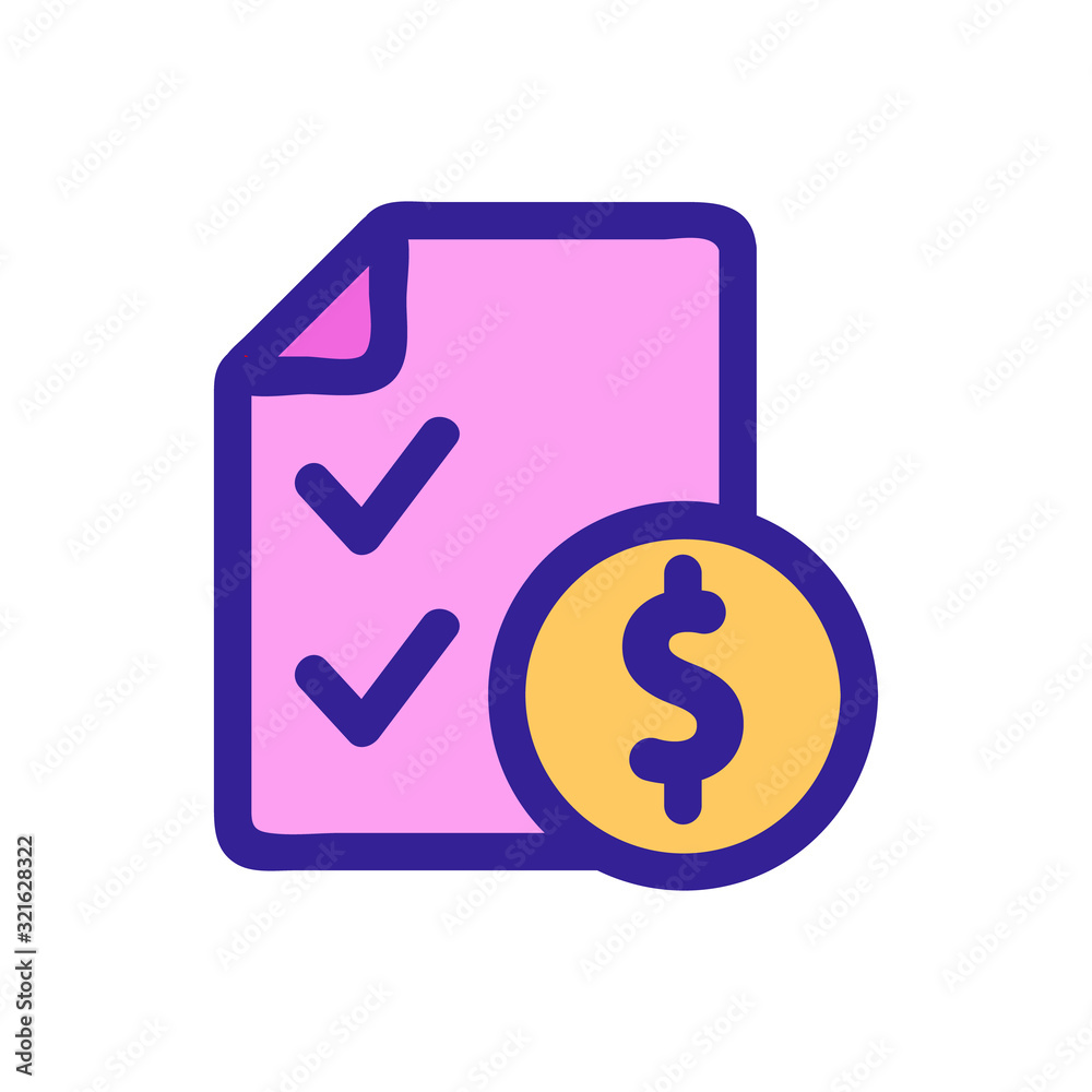 dollar document icon vector. Thin line sign. Isolated contour symbol illustration dollar document icon vector. Thin line sign. Isolated contour symbol illustration