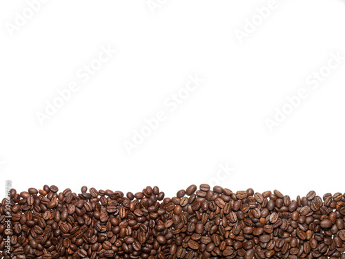 roasted coffee beans on white background