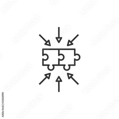 Puzzle jigsaw icon in flat style. Solution compatible vector illustration on white isolated background. Combination business concept.