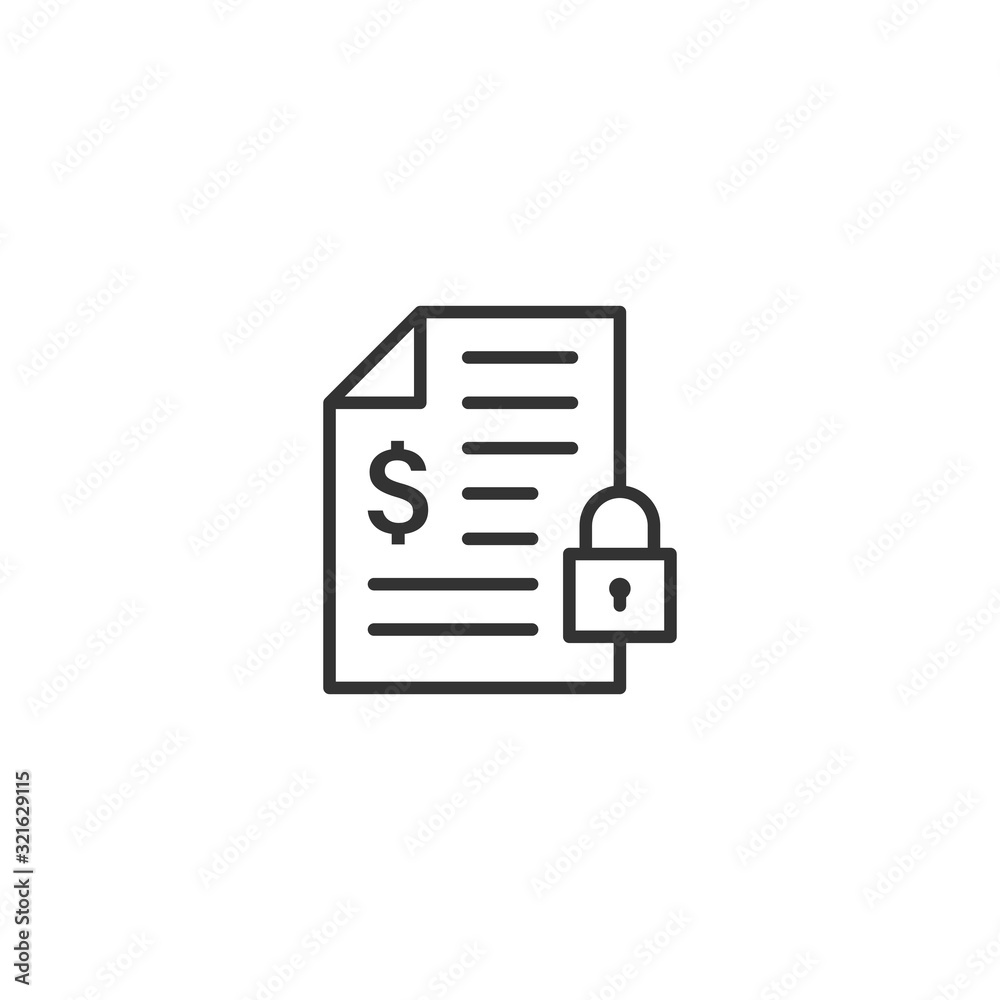 Financial statement icon in flat style. Document with lock vector illustration on white isolated background. Report business concept. Financial statement icon in flat style. Document with lock vector illustration on white isolated background. Report business concept.