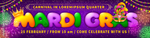 Advertising Banner Template For Mardi Gras Carnival