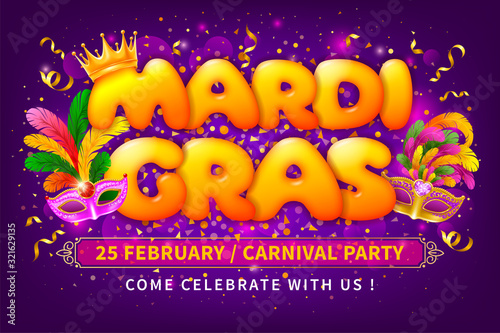 Advertising Banner Template For Mardi Gras Carnival