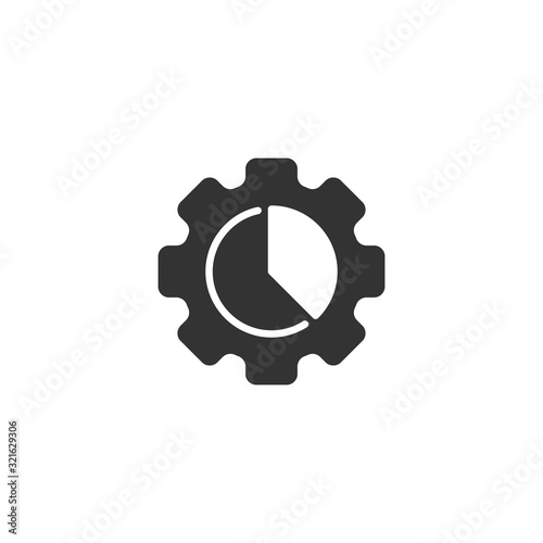 Workflow chart icon in flat style. Gear with diagram vector illustration on white isolated background. Process organization business concept.