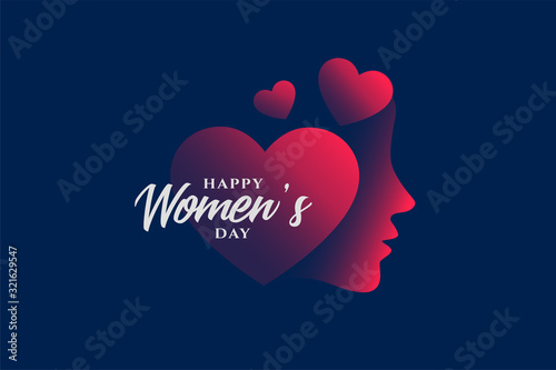 happy womens day hearts and face background