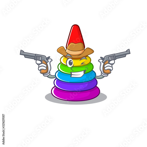 Toy pyramid Cowboy cartoon concept having guns