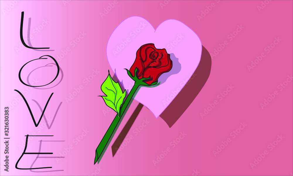 valentines day card with heart and rose valentines day card with heart and rose