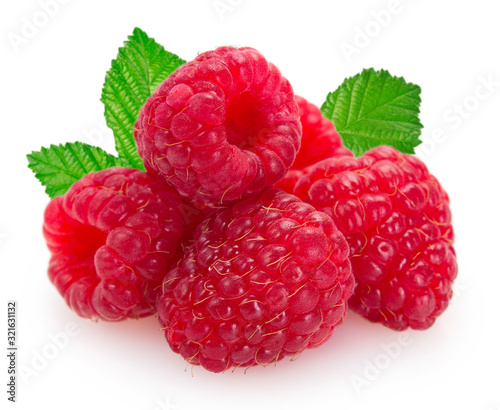Fresh raspberry on white background