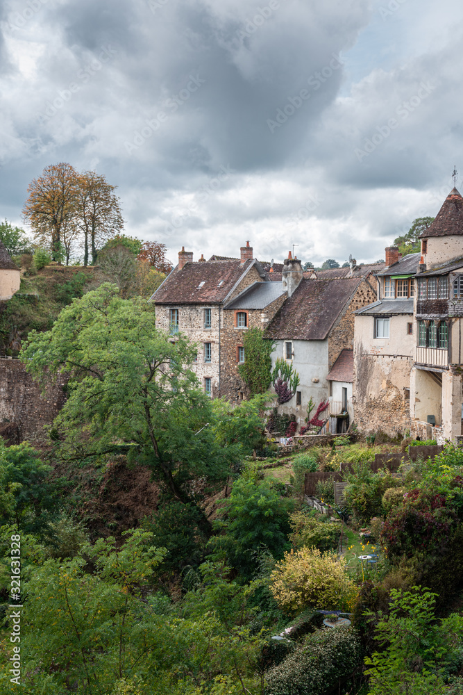 Medieval terrace houses in the village of Gargilesse-Dampierre, Indre, France