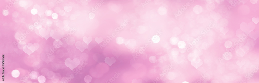 Abstract illustration with blurred hearts on pink background