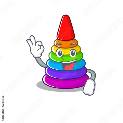 A funny picture of toy pyramid making an Okay gesture