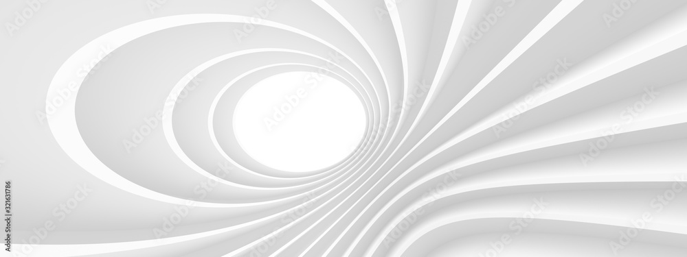 Fototapeta premium Architektura streszczenie tło. Biały Okrągły Budynek. Geometryczny projekt graficzny