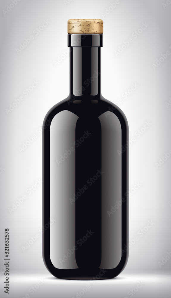 Glass bottle on Background. Version with light Cork.