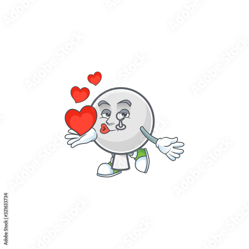 A sweetie satellite dish cartoon character holding a heart