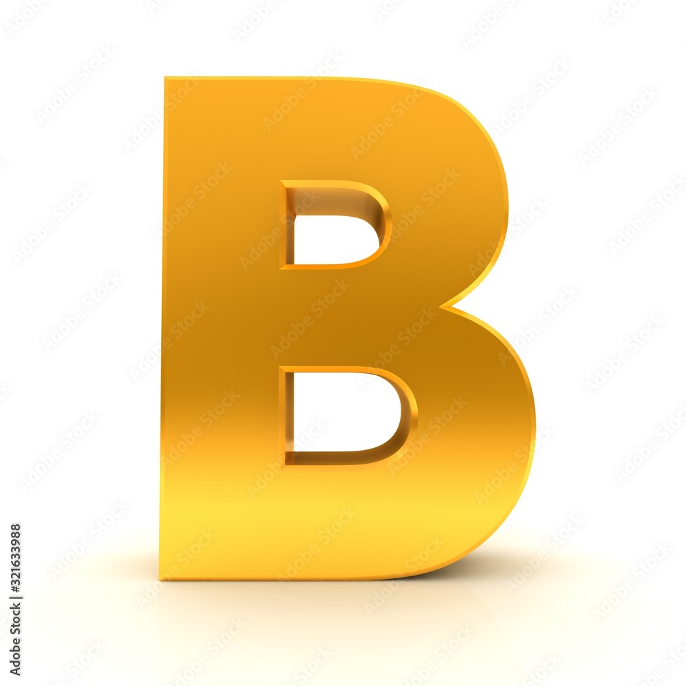 B letter 3d gold sign capital character text font B letter 3d gold sign capital character text font