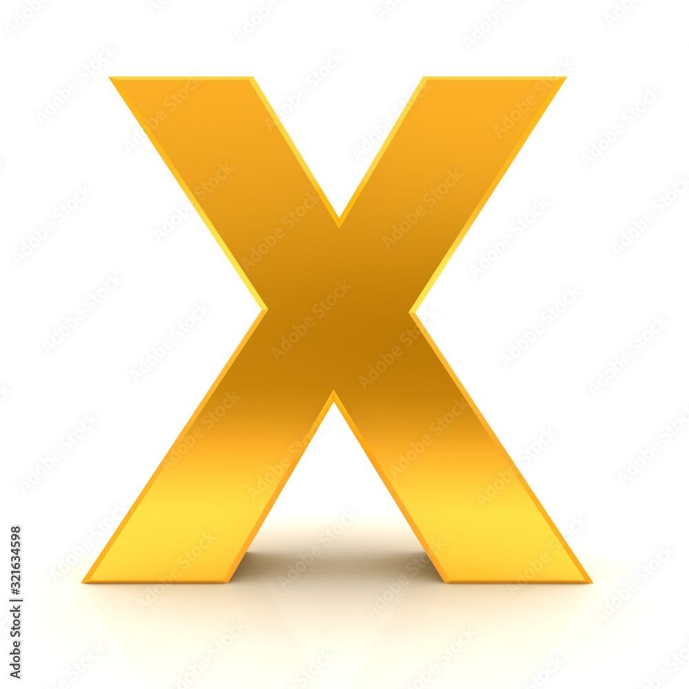X letter 3d gold sign capital character text font X letter 3d gold sign capital character text font