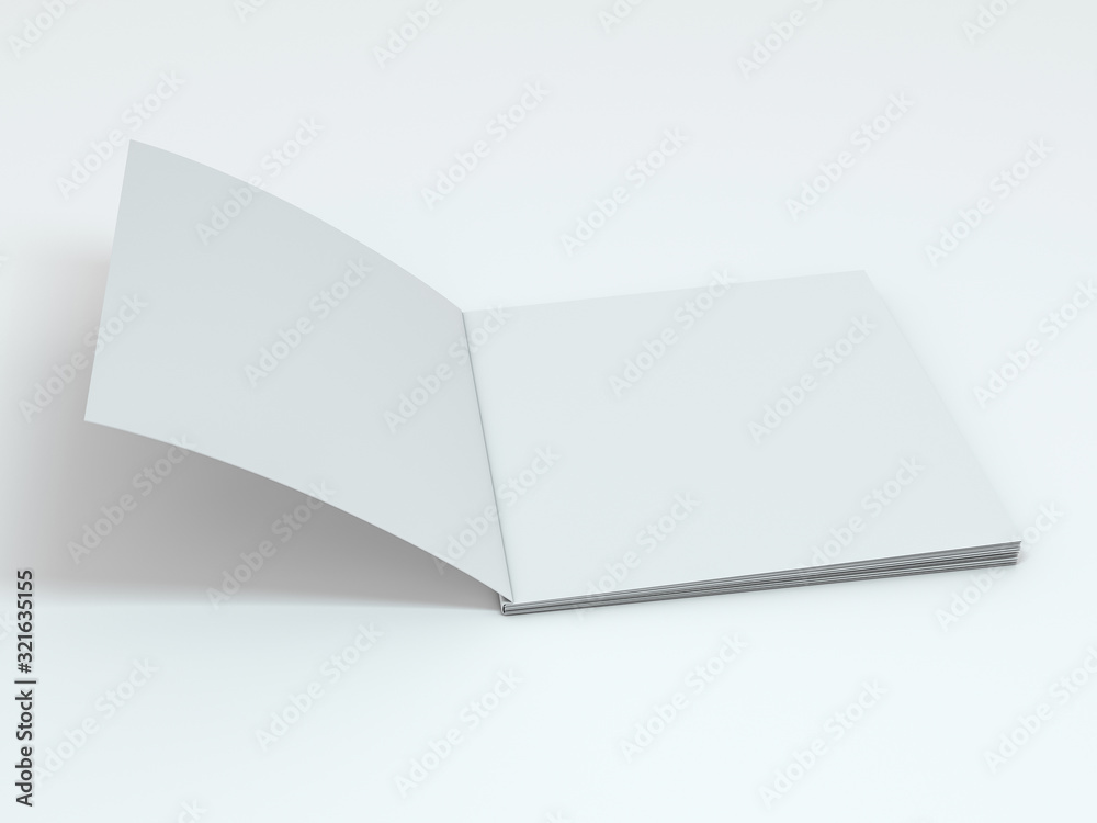 Blank photorealistic brochure mockup on white background. 3D Blank photorealistic brochure mockup on white background. 3D