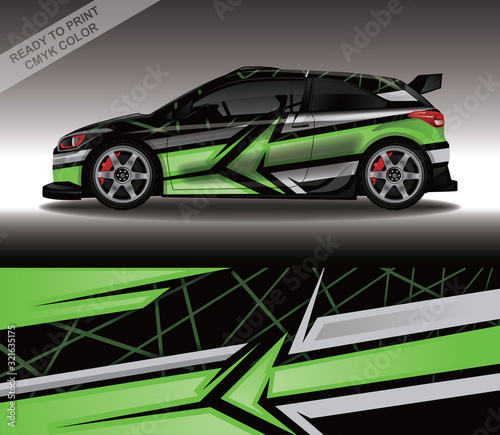 Car wrap decal design vector, custom livery race rally car vehicle sticker and tinting.