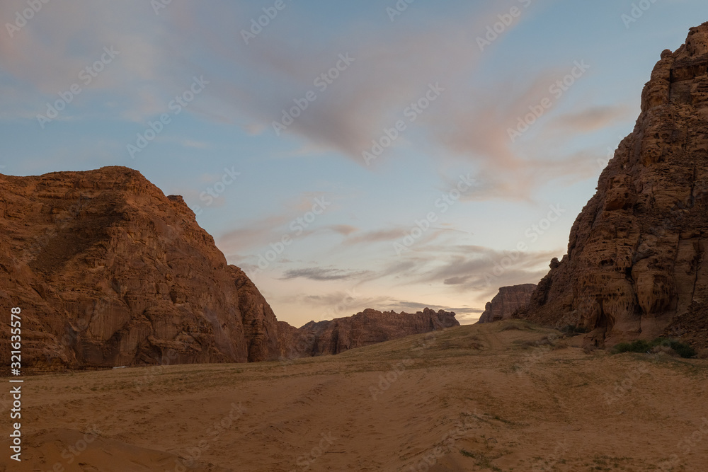 Geological rock strata (outcrops) at the ancient oasis ﻿﻿of Al Ula, Saudi Arabia