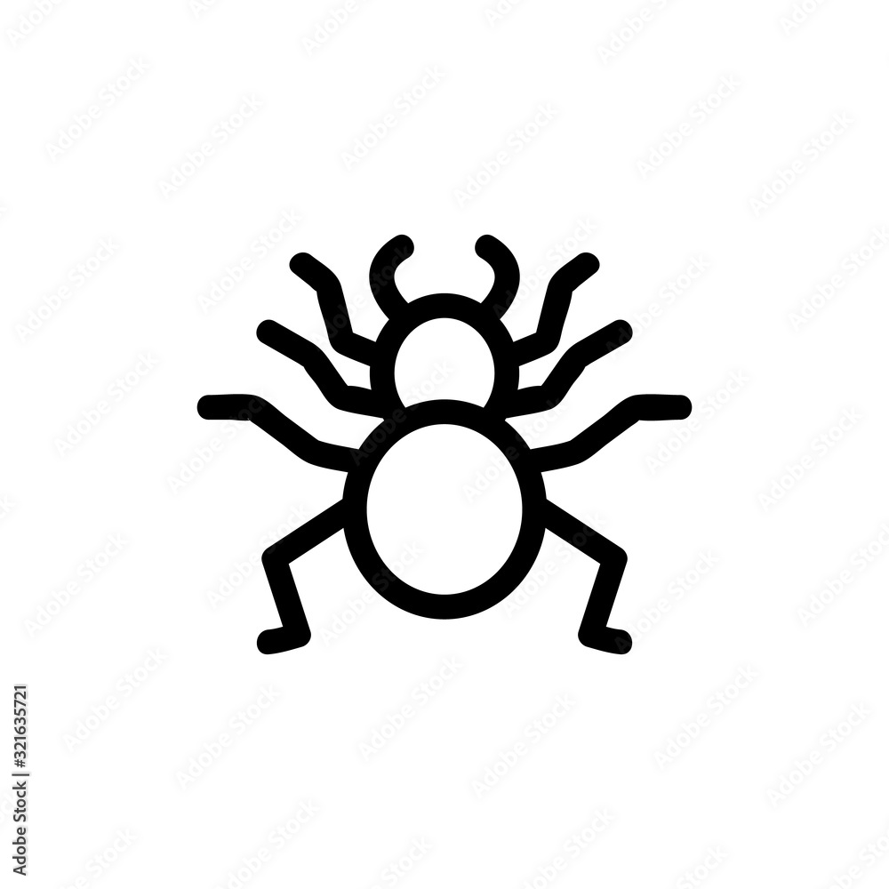 Spider icon vector. Thin line sign. Isolated contour symbol illustration Spider icon vector. Thin line sign. Isolated contour symbol illustration