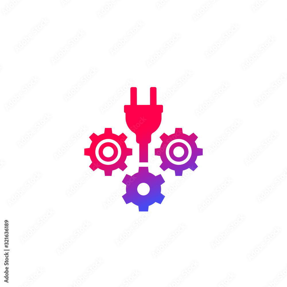 Obraz premium electric plug with gears icon