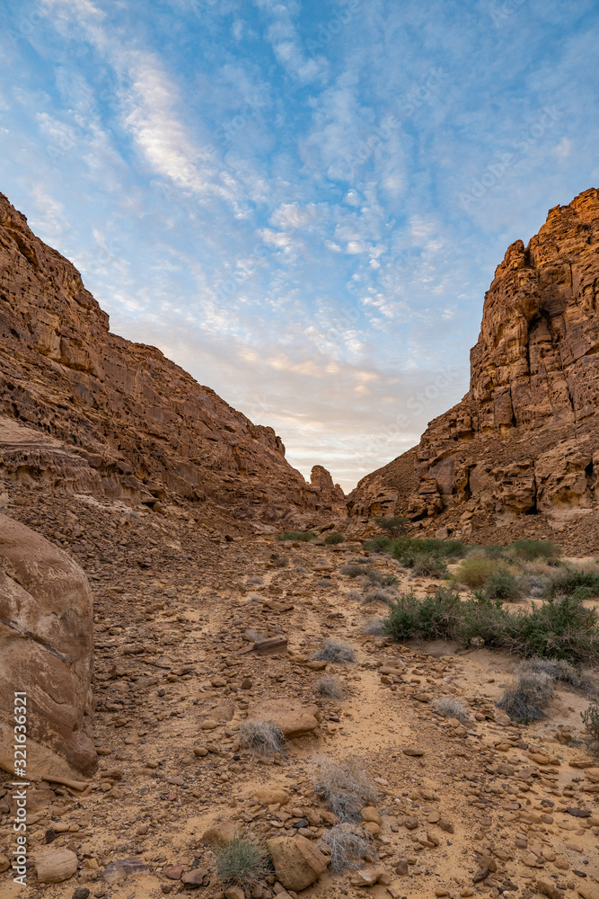 Geological rock strata (outcrops) at the ancient oasis ﻿﻿of Al Ula, Saudi Arabia