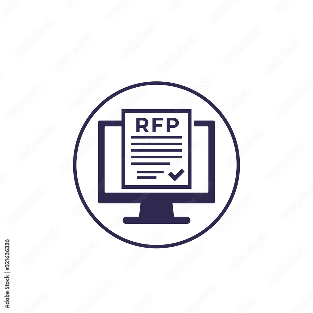 RFP, request for proposal icon on white RFP, request for proposal icon on white