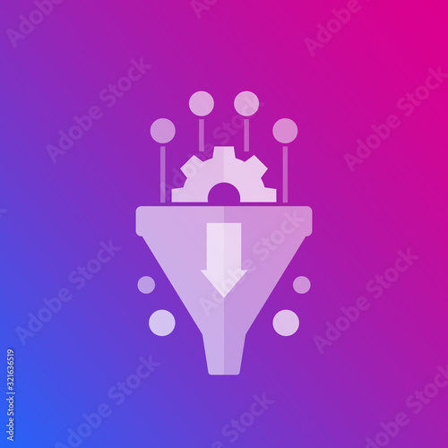 Conversion rate optimization, sales funnel vector