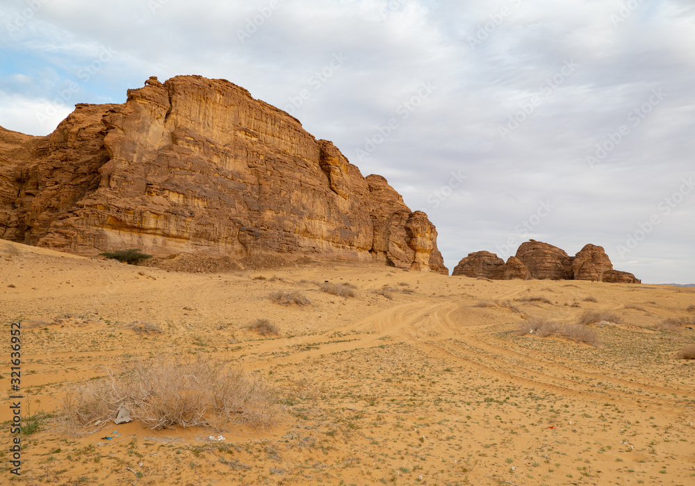 Geological rock strata (outcrops) at the ancient oasis ﻿﻿of Al Ula, Saudi Arabia