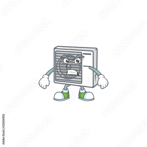 cartoon character of split air conditioner with angry face