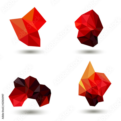 Polygonal logo design of business on white background. Abstract red polygon.