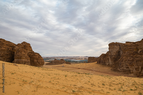 Geological rock strata (outcrops) at the ancient oasis ﻿﻿of Al Ula, Saudi Arabia