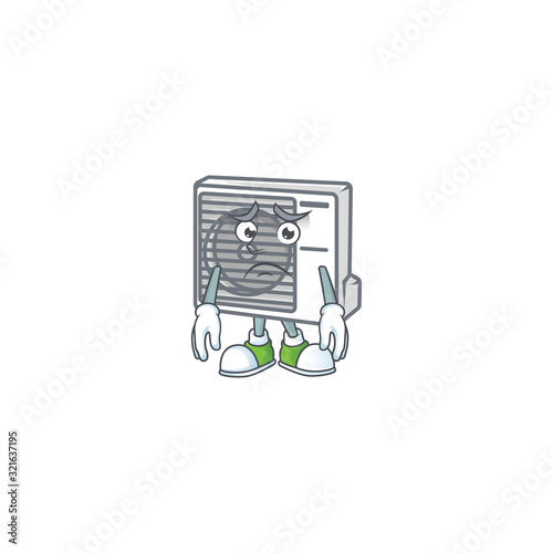 Cartoon character of a split air conditioner having an afraid face