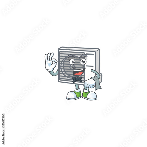 A split air conditioner cartoon mascot working as a Waiter