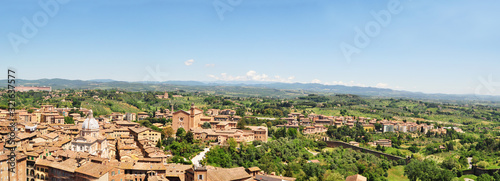 Aereal panorama of old town in Tuscany, Italy