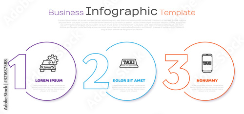 Set line Car service, Taxi car roof and Taxi call telephone service. Business infographic template. Vector