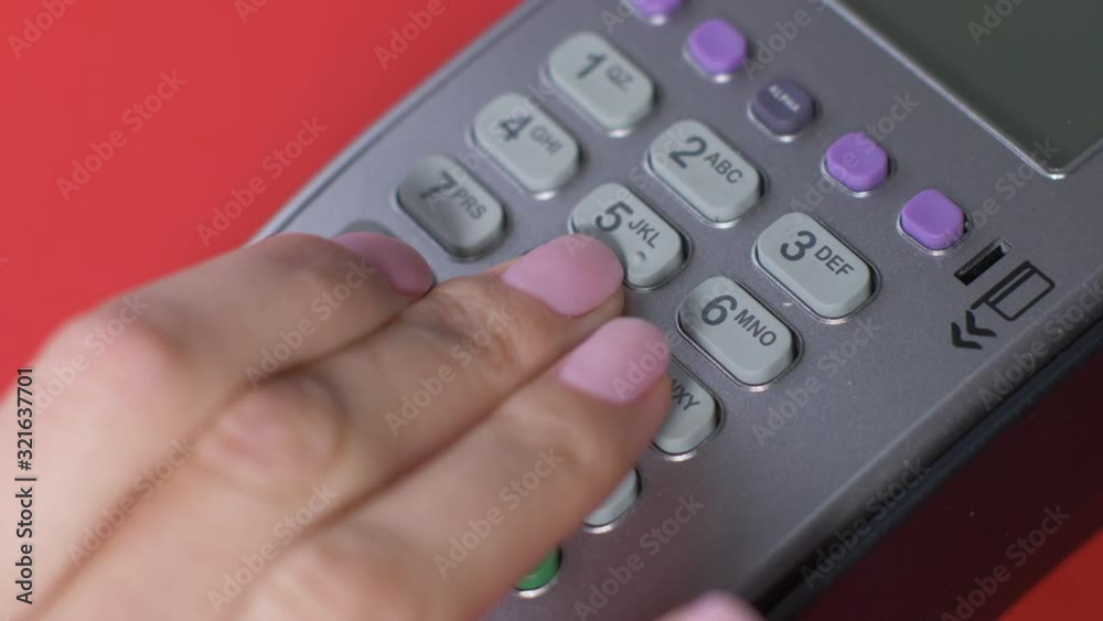 gray terminal in the store the girl dials the password gray terminal in the store the girl dials the password