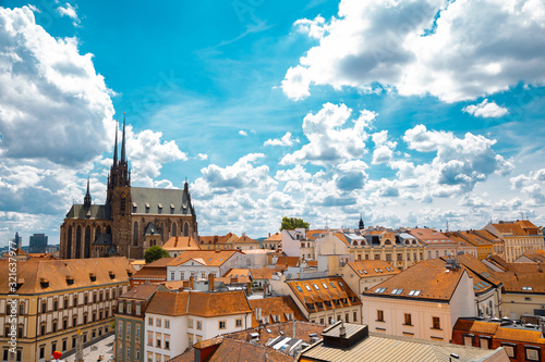 St. Peter and Paul's Cathedral and cityscape from Old Town Hall tower in Brno, Czech Republic photo