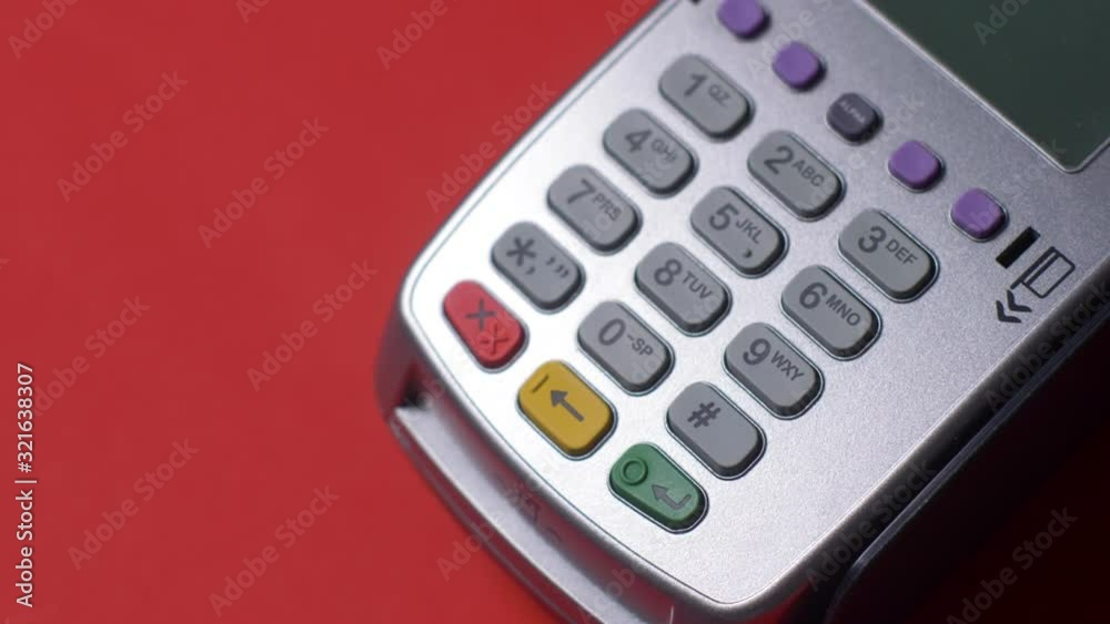 gray terminal in the store girl pays by credit card gray terminal in the store girl pays by credit card
