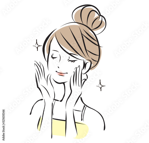female vector illustration beauty health skin care　女性　ベクターイラスト　美容　健康　スキンケア