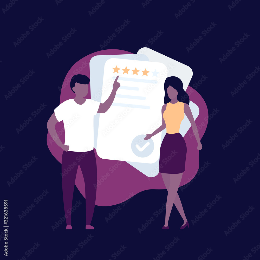 feedback and review, illustration with people feedback and review, illustration with people