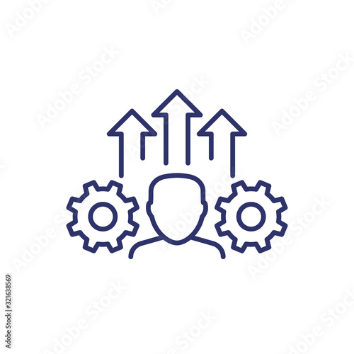 employee growth, staff development line icon