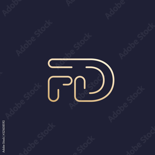 FD logo, letters in line design, gold