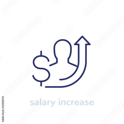 salary increase line icon on white