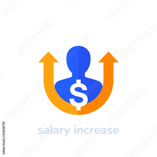 salary increase, growth icon on white
