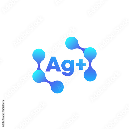 Silver ions vector icon on white