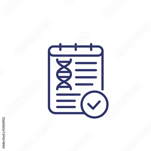 DNA test result line icon on white