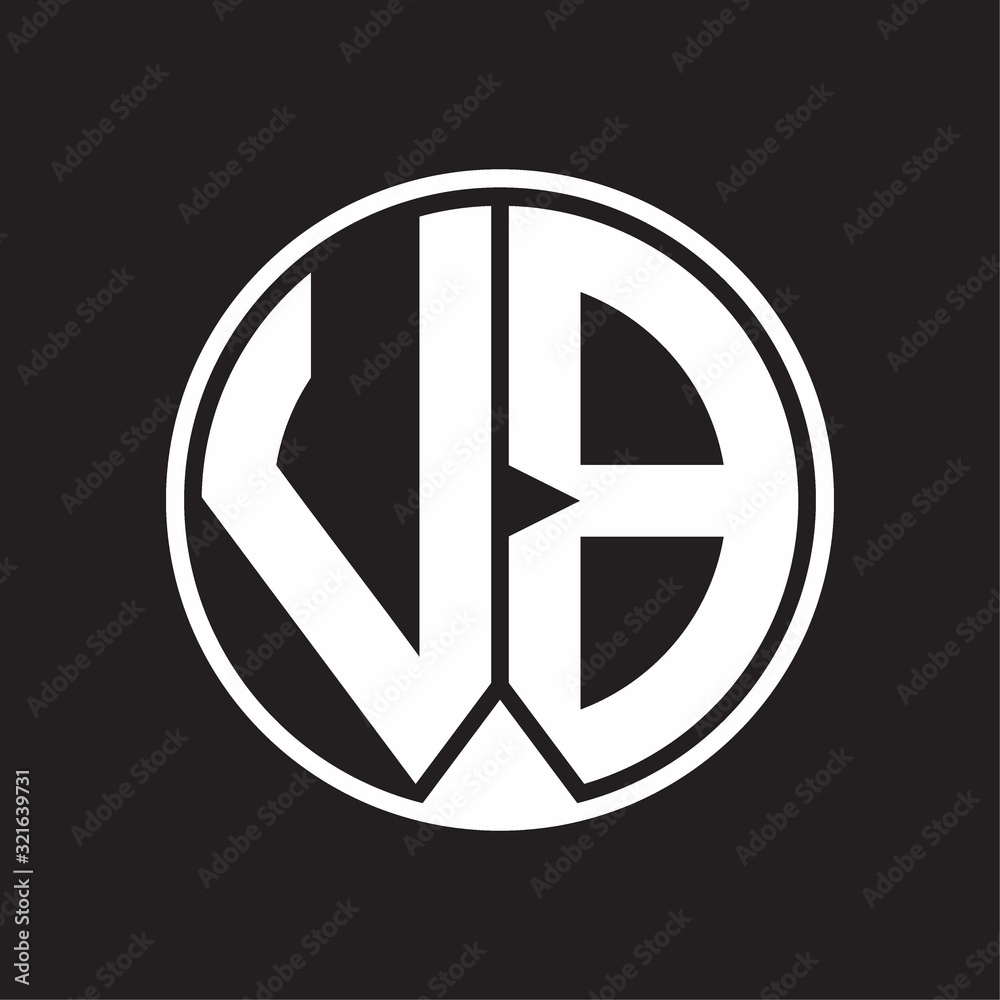 VB Logo monogram circle with piece ribbon style on black background VB Logo monogram circle with piece ribbon style on black background