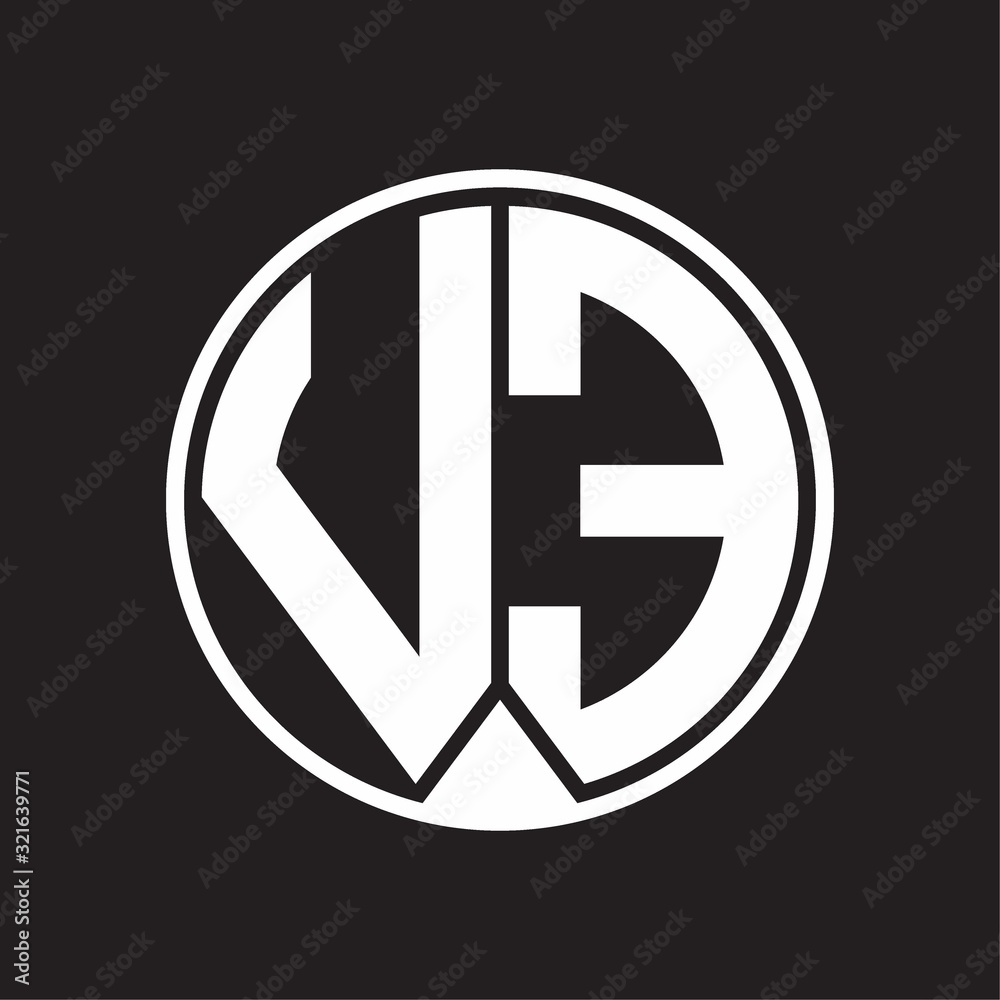 VE Logo monogram circle with piece ribbon style on black background VE Logo monogram circle with piece ribbon style on black background