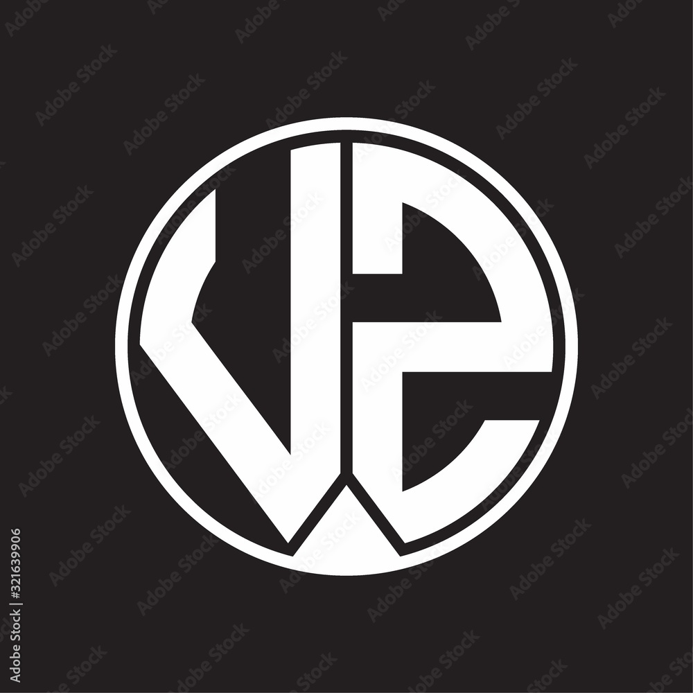 VZ Logo monogram circle with piece ribbon style on black background VZ Logo monogram circle with piece ribbon style on black background