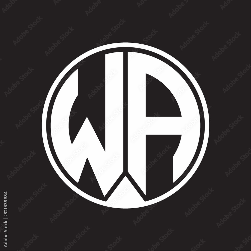 WA Logo monogram circle with piece ribbon style on black background WA Logo monogram circle with piece ribbon style on black background